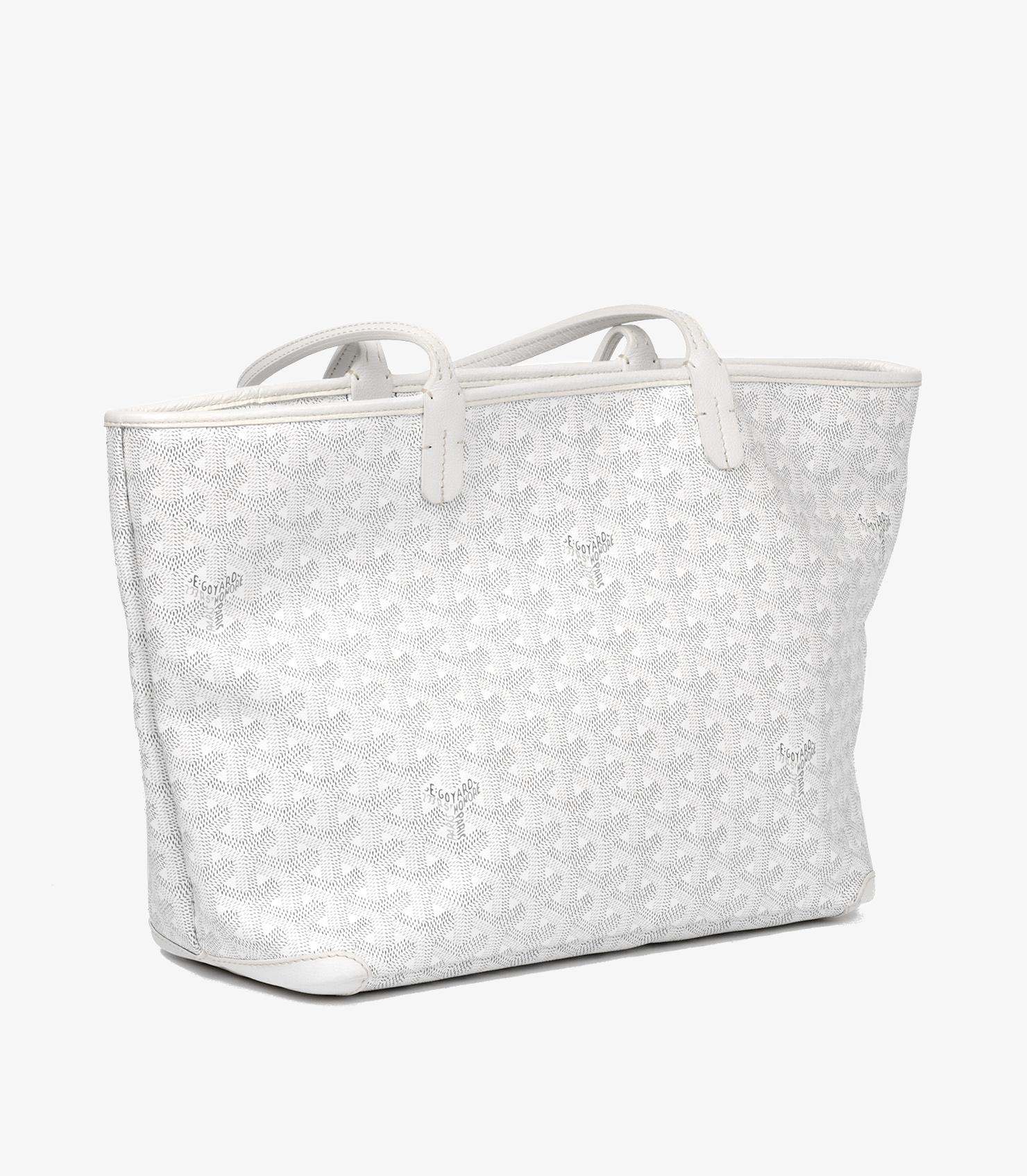 Grigio Goyard White Chevron Coated Canvas & Calfskin Leather Artois PM in vendita