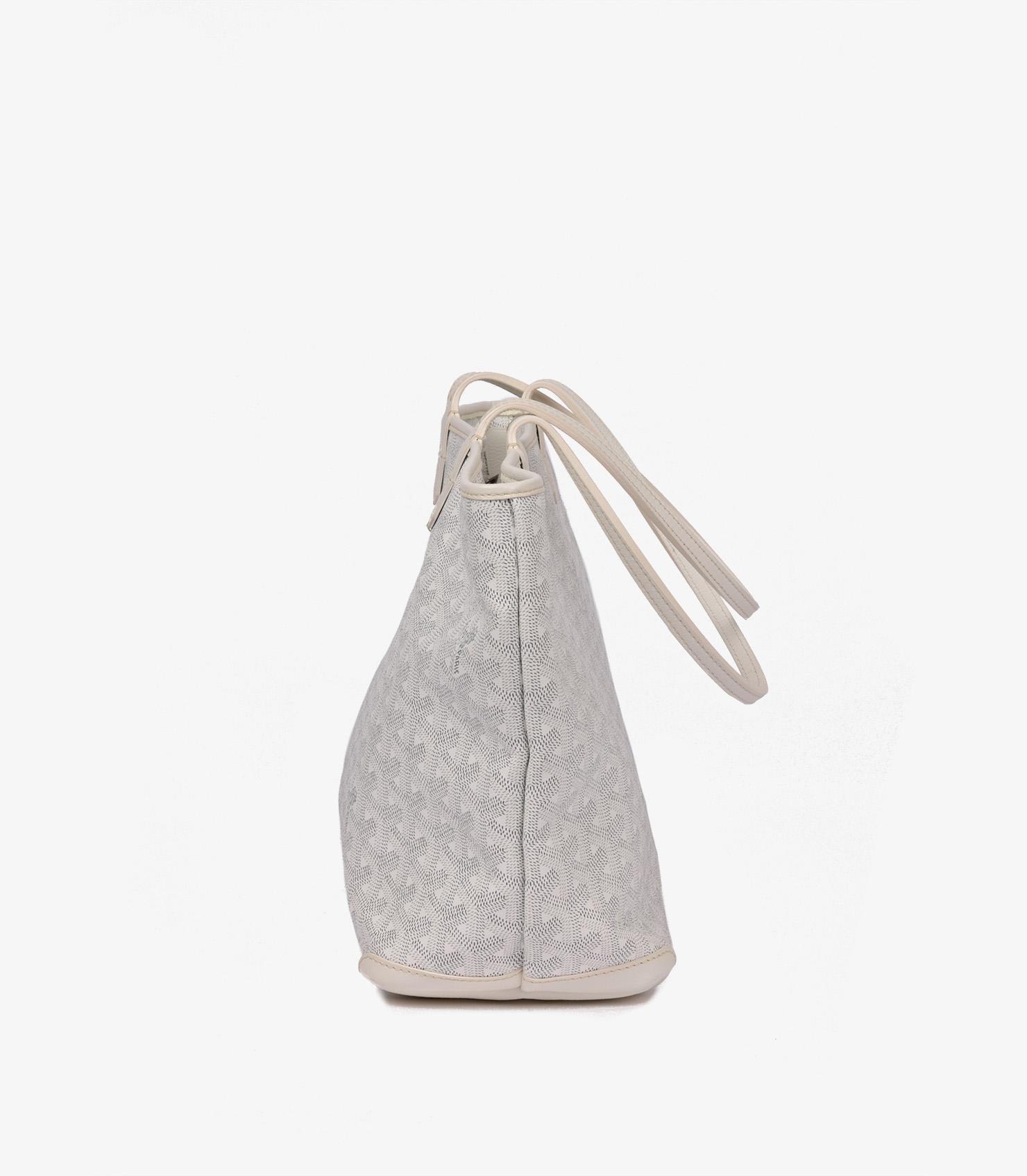 Women's or Men's Goyard White Chevron Coated Canvas & Calfskin Leather Artois PM
