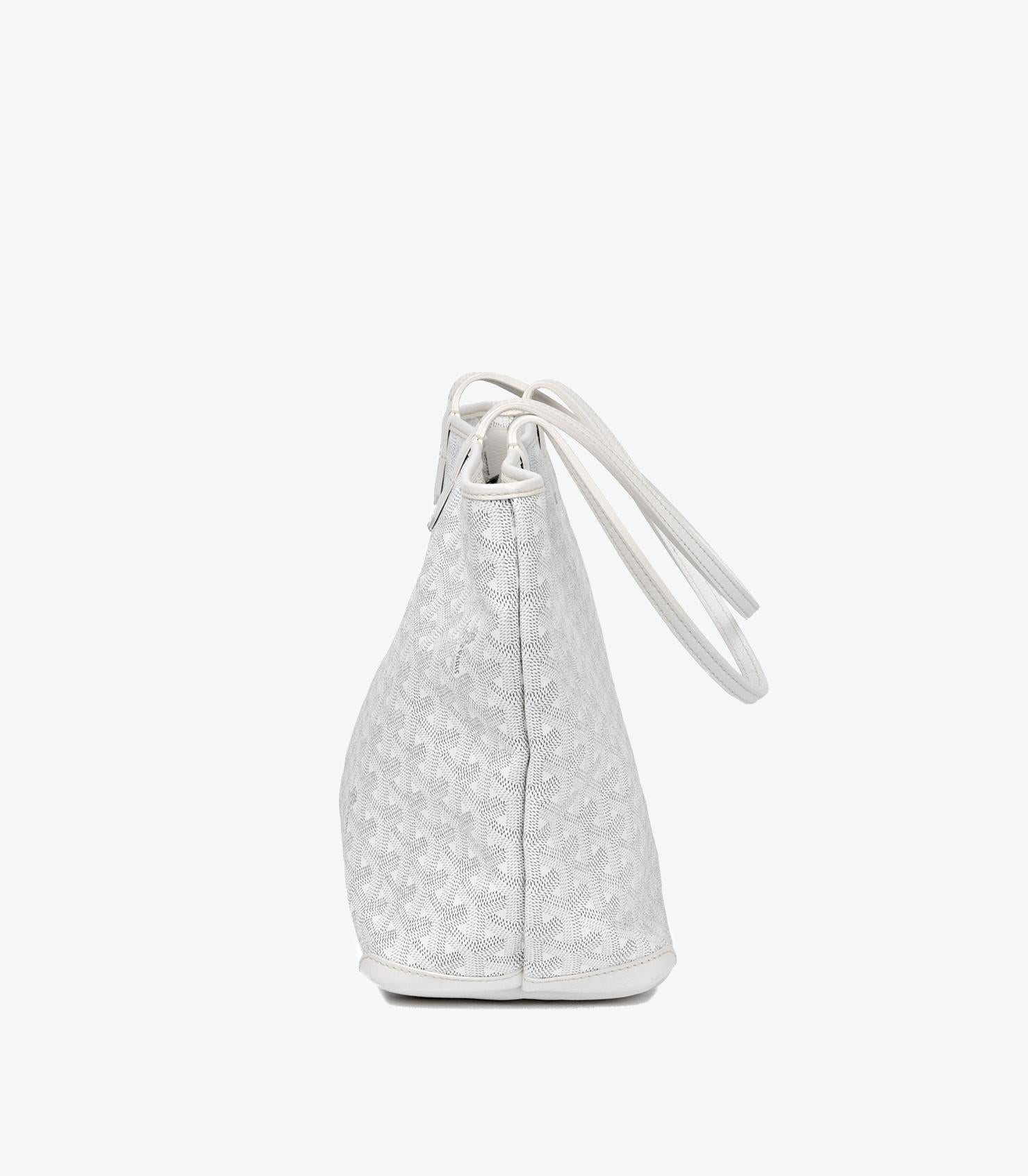da uomo o donna Goyard White Chevron Coated Canvas & Calfskin Leather Artois PM in vendita