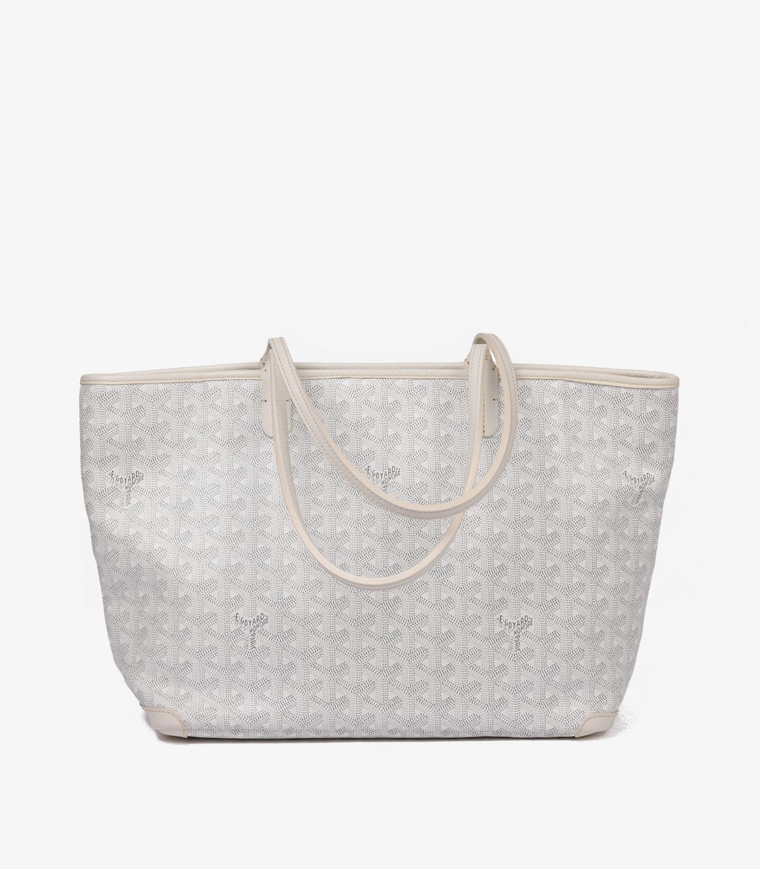 Goyard White Chevron Coated Canvas & Calfskin Leather Artois PM 1