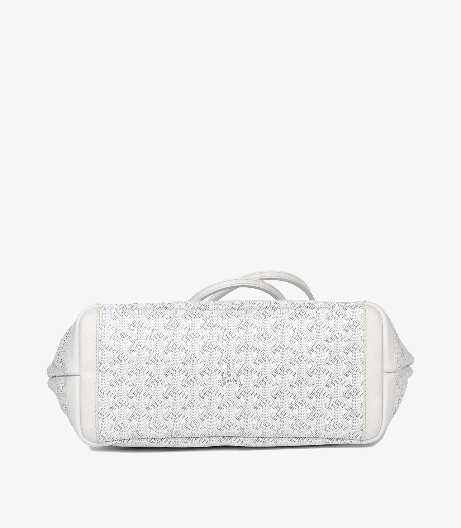 Goyard White Chevron Coated Canvas & Calfskin Leather Artois PM in vendita 2