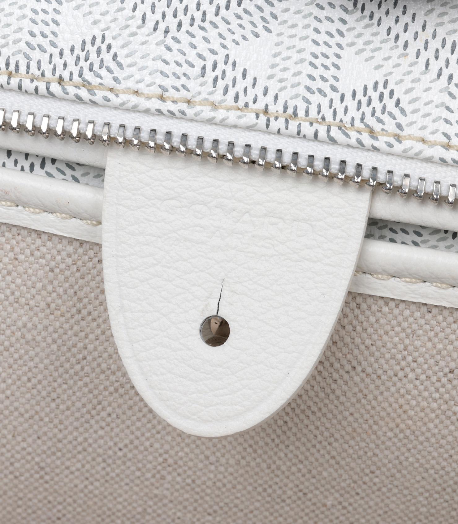 Goyard White Chevron Coated Canvas & Calfskin Leather Artois PM 3