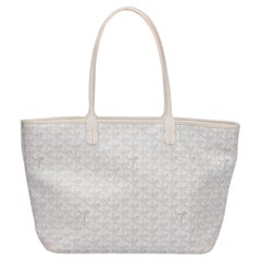 Goyard White Chevron Coated Canvas & Calfskin Leather Artois PM