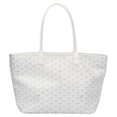 Goyard White Chevron Coated Canvas & Calfskin Leather Artois PM