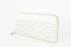 Goyard White Chevron Matignon GM Zip Around Wallet 1020gy39