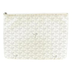 Goyard White Chevron Senat MM Zip Pouch 45gy624s