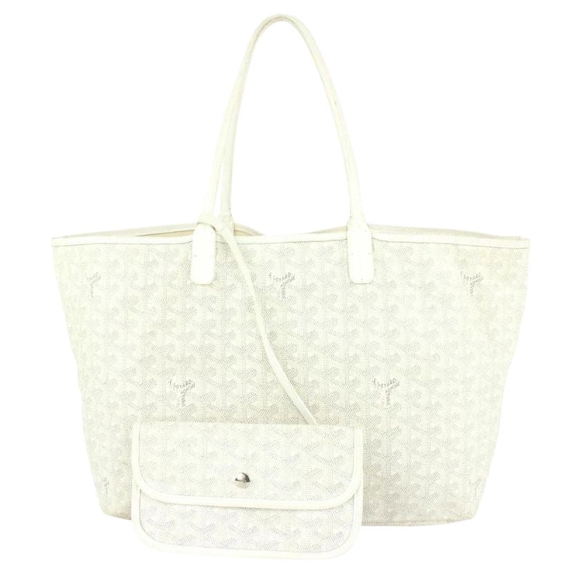 Goyard White Chevron St Louis PM Tote Bag with Pouch 1014gy8