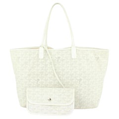 Rare Goyard Saint-Louis Voie-Claire PM Tote bag in White and Green canvas,  SHW at 1stDibs
