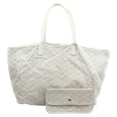 Goyard White Chevron St Louis PM Tote Bag with Pouch 863276