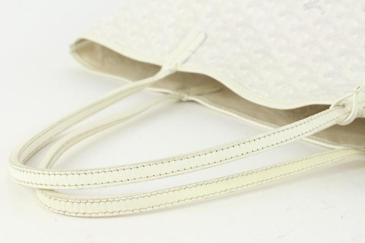 Women's Goyard White Chevron St Louis PM Tote with Pouch 108gy10