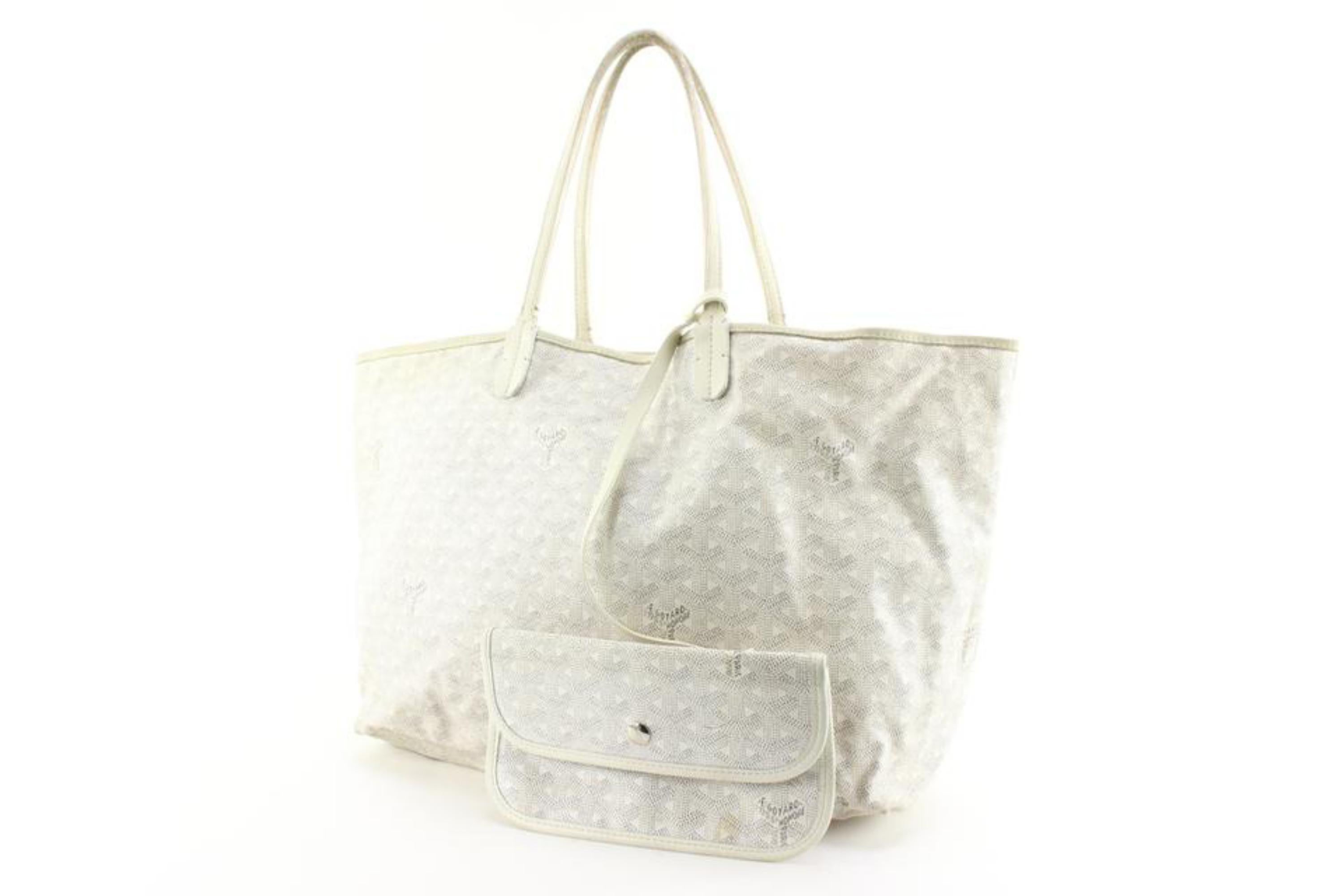 Goyard White Chevron St Louis Tote PM with Pouch 58gy628s For Sale 5