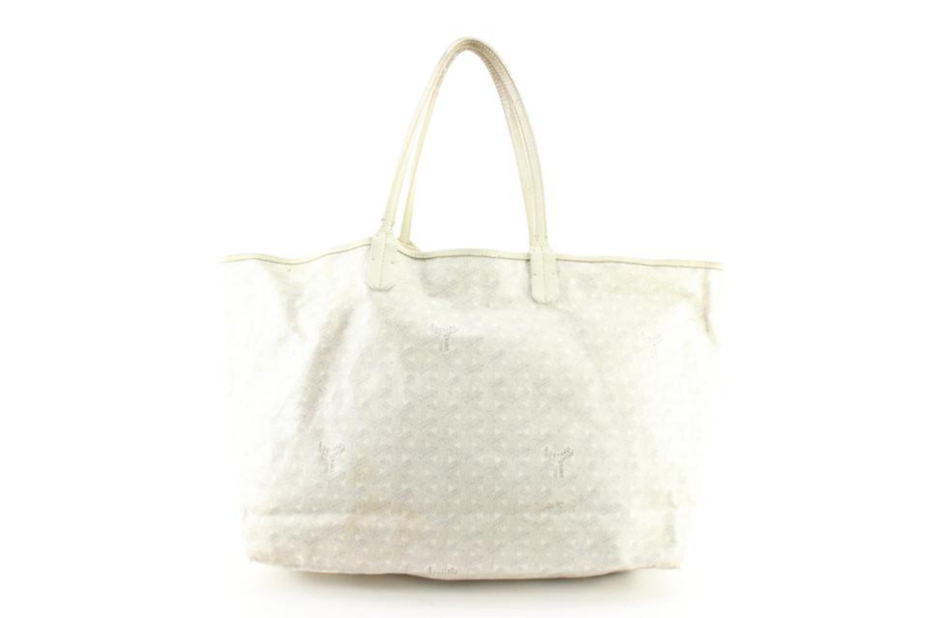 Goyard White Chevron St Louis Tote PM with Pouch 58gy628s For Sale 3