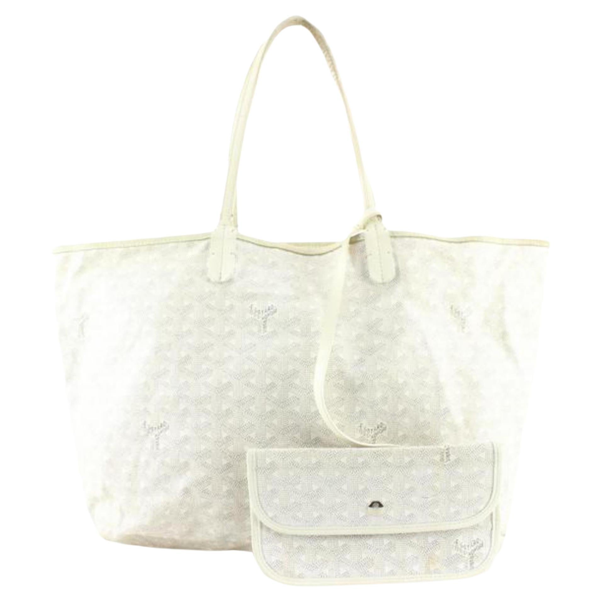 Goyard White Chevron St Louis Tote PM with Pouch 58gy628s For Sale
