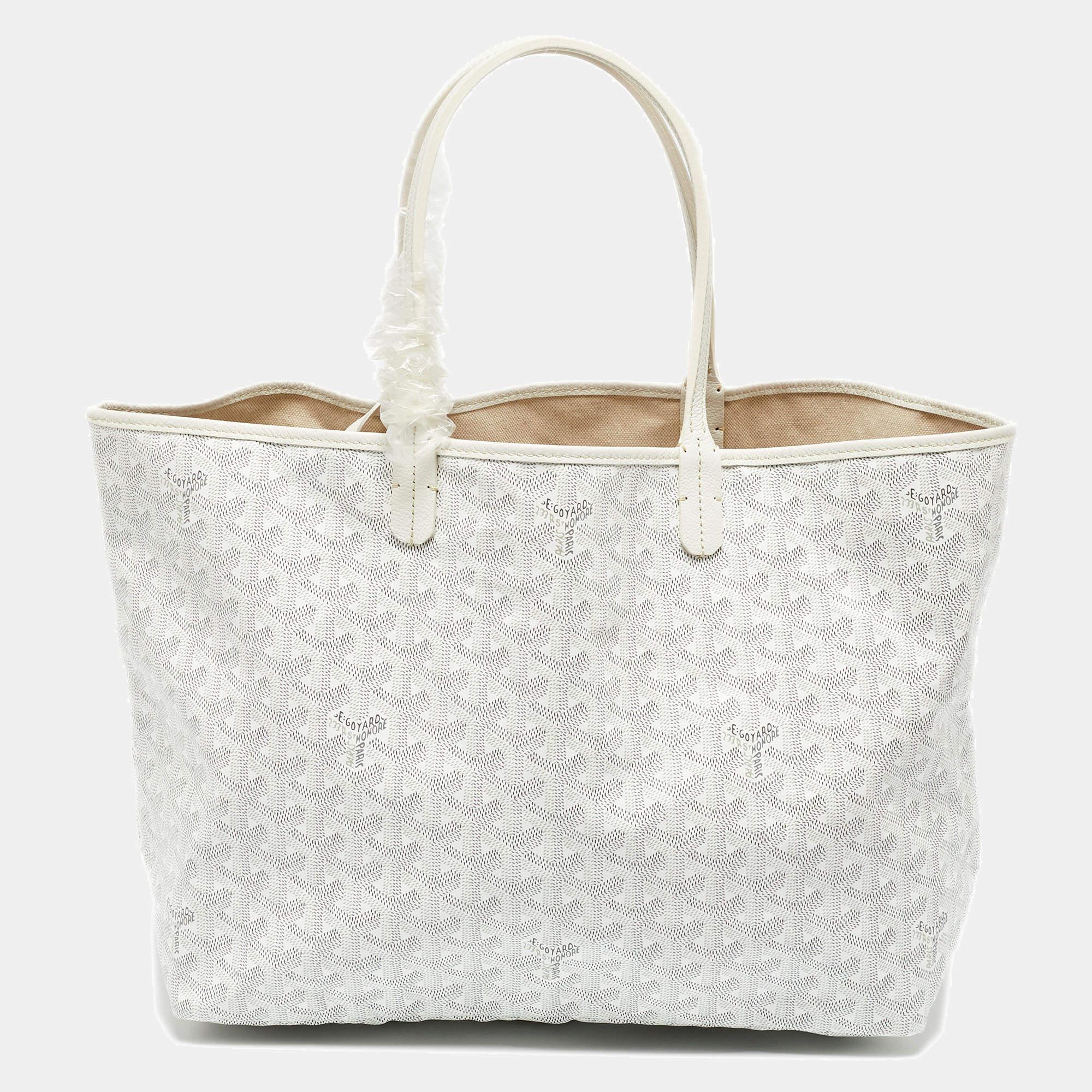 Goyard White Goyardine Canvas and Leather Saint Louis PM Tote In New Condition In Dubai, Al Qouz 2