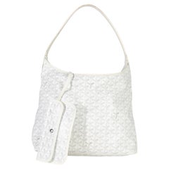 Goyard White Goyardine Canvas Boheme Hobo