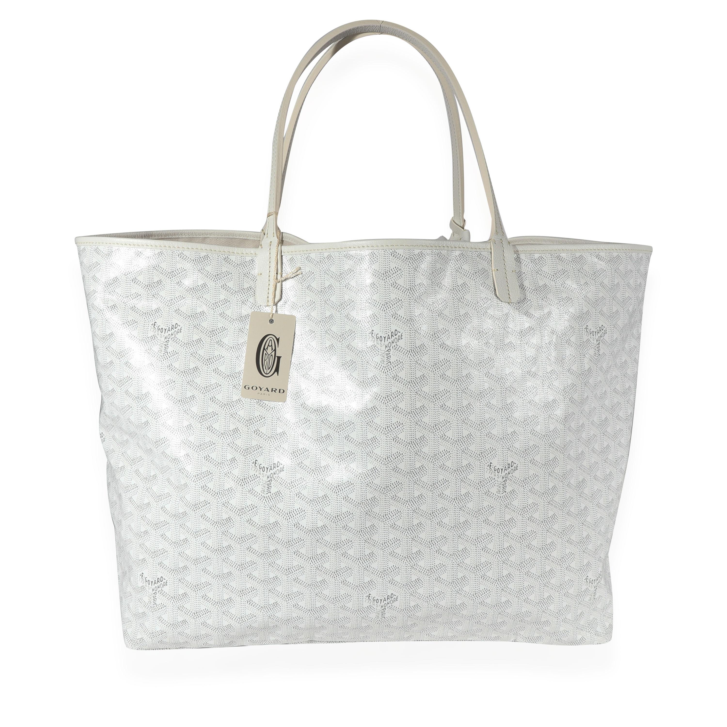 Listing Title: Goyard White Goyardine Canvas Saint Louis GM Tote
SKU: 122219
Condition: Pre-owned 
Handbag Condition: Excellent
Condition Comments: Excellent Condition. Faint scratching at hardware. No other visible signs of wear.
Brand: