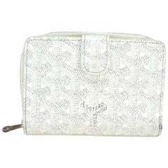 Goyard White Goyardine Chevron Compact Zip 226638 Wallet