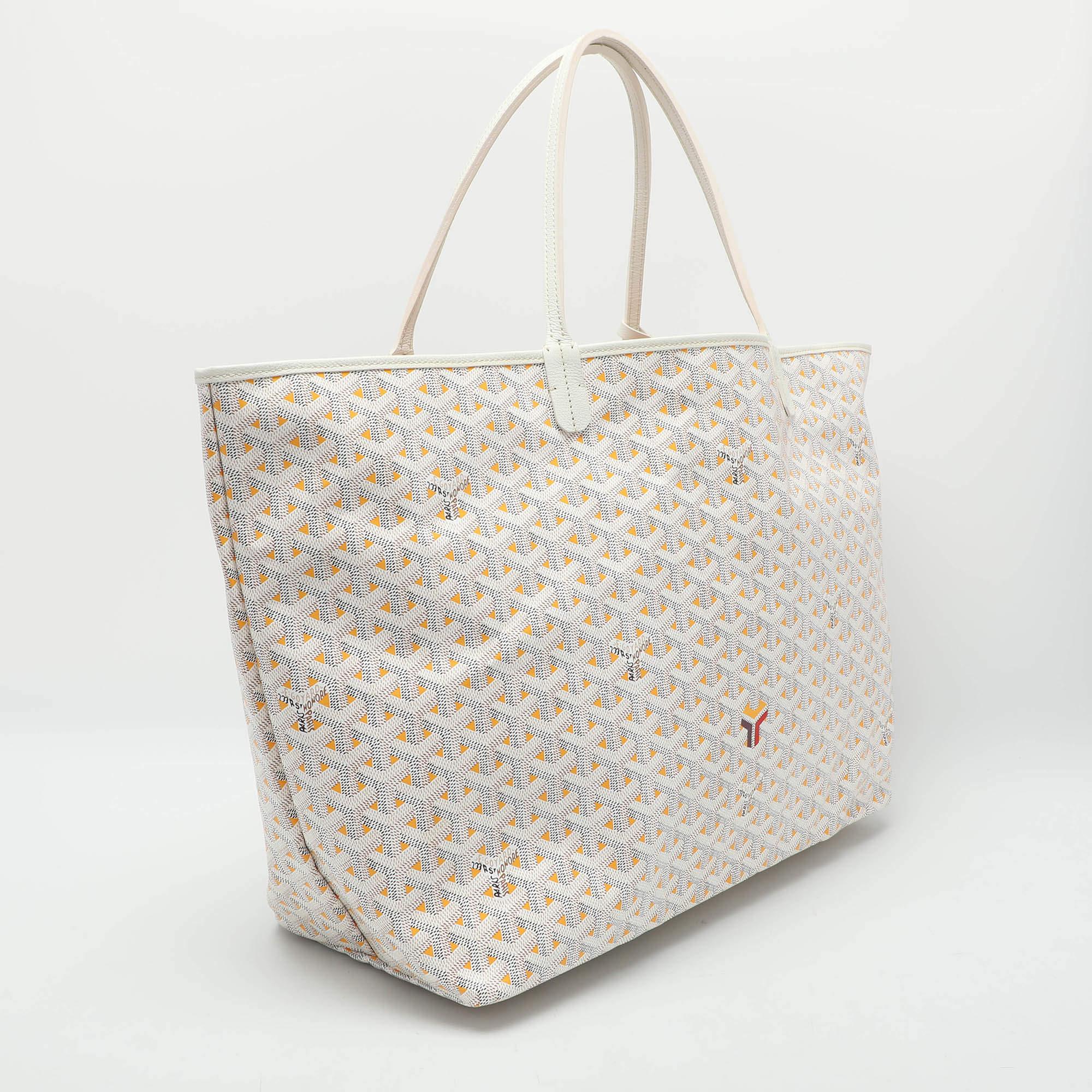 Goyard White Goyardine Coated Canvas and Leather Saint Louis Claire Voie GM Tote In New Condition In Dubai, Al Qouz 2