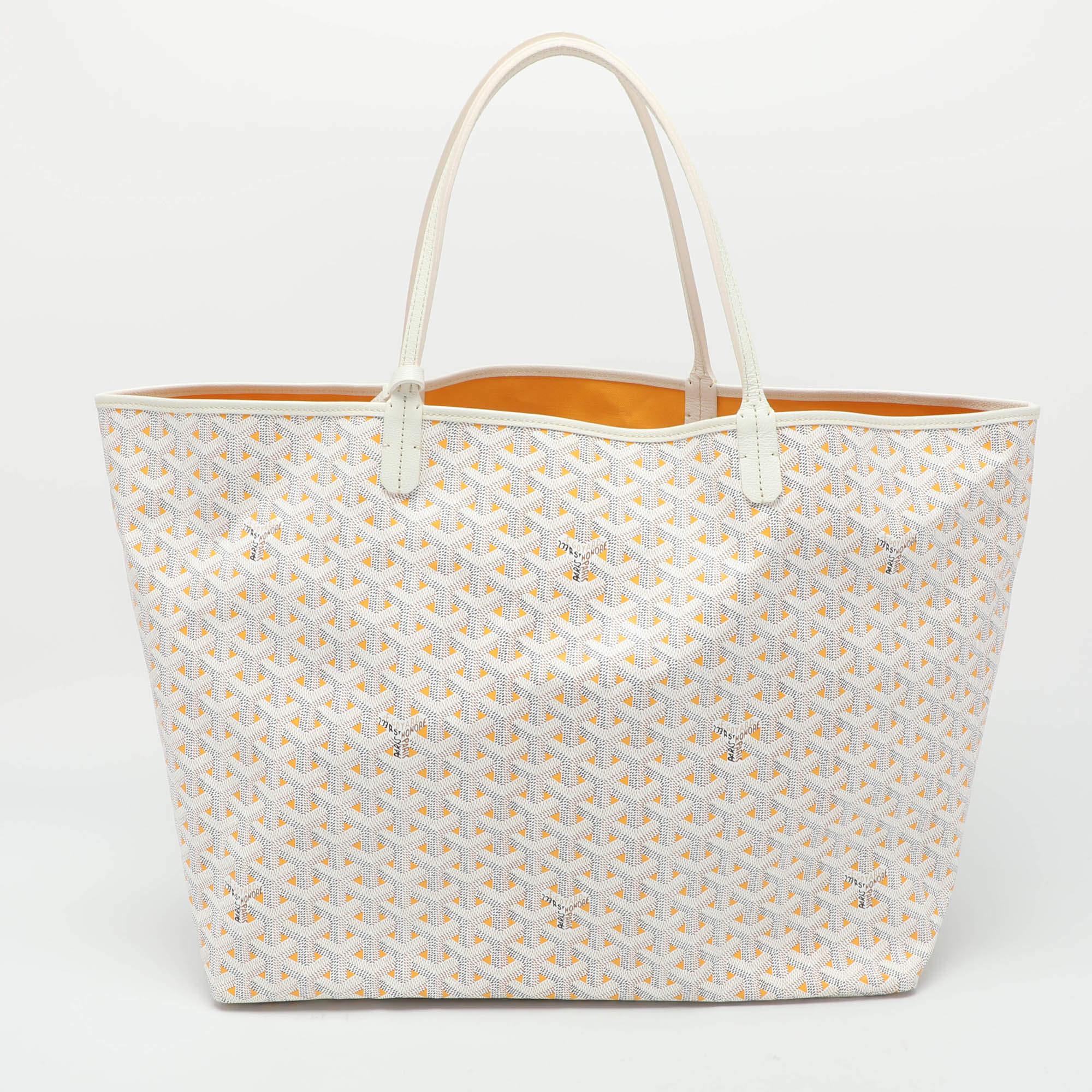 Women's Goyard White Goyardine Coated Canvas and Leather Saint Louis Claire Voie GM Tote