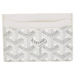 Goyard Porte-cartes Saint Sulpice en toile et cuir blanc enduite de goyardine