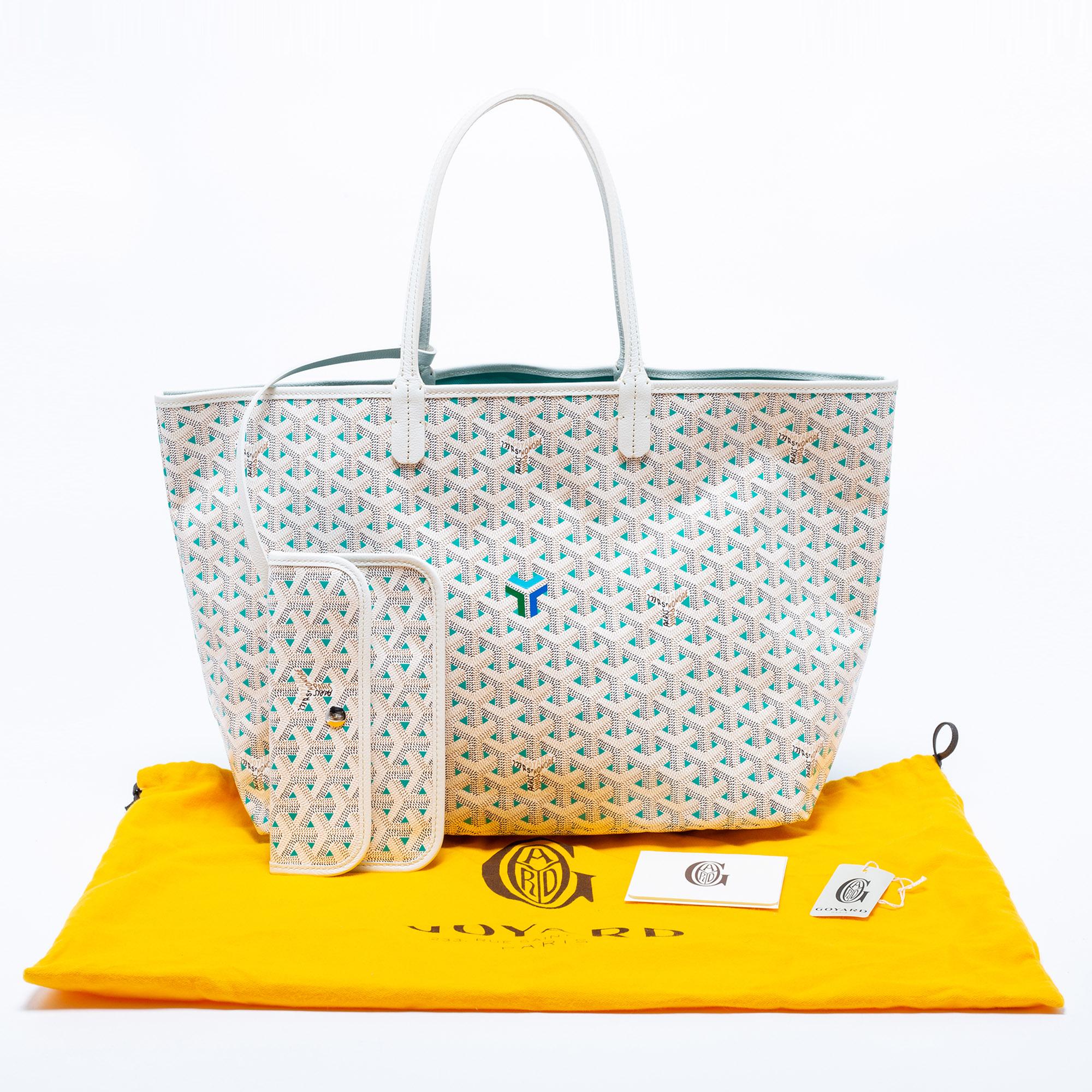 Goyard White/Green Goyardine Coated Canvas Saint Louis Claire Voie PM Tote 4