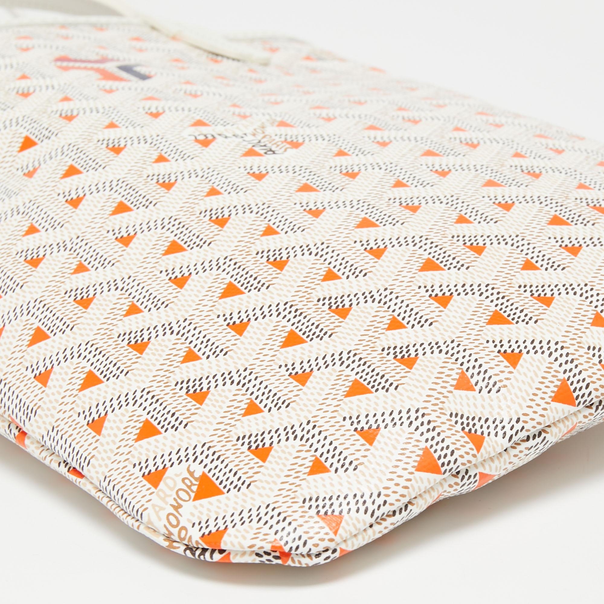 Goyard White/Orange Goyardine Coated Canvas and Leather Poitiers Claire-Voie Tot 1