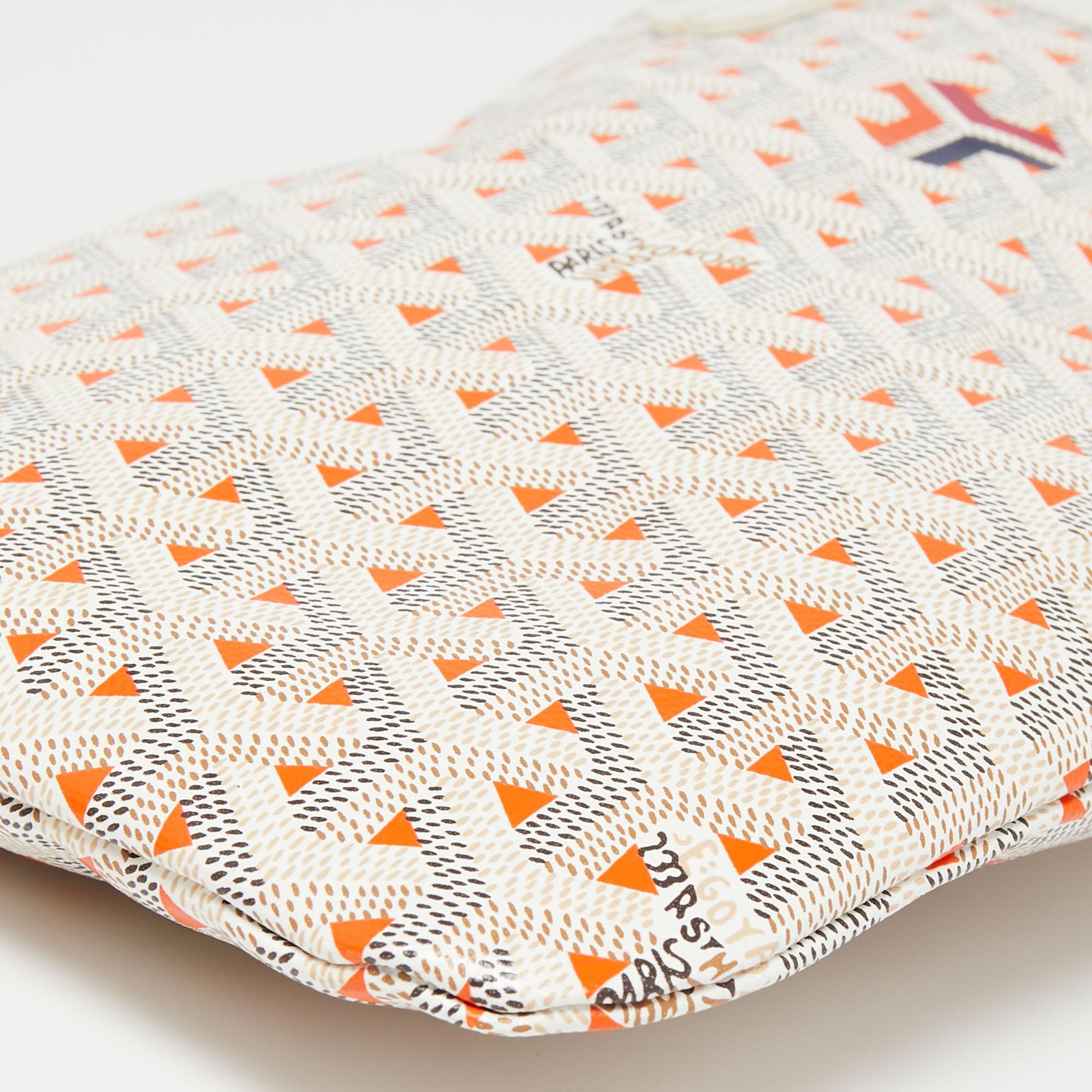 Beige Goyard White/Orange Goyardine Coated Canvas and Leather Poitiers Claire-Voie Tot