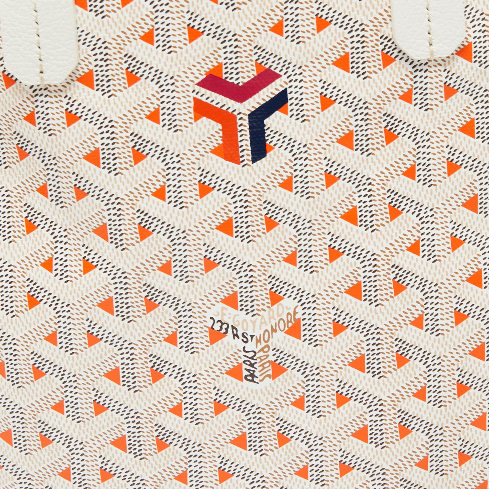 Women's Goyard White/Orange Goyardine Coated Canvas and Leather Poitiers Claire-Voie Tot