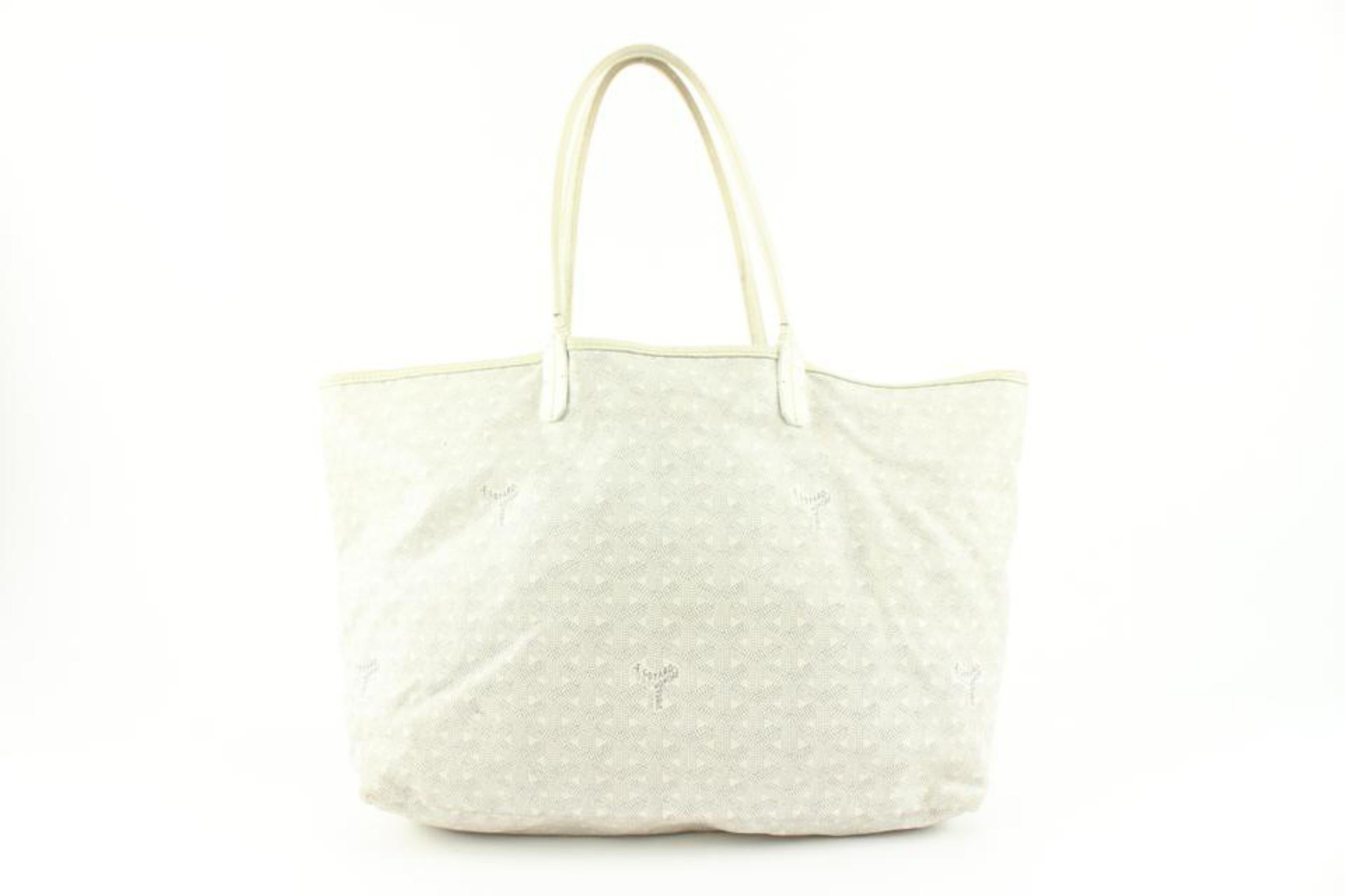 Gray Goyard White St Louis PM Tote Bag with Pouch 113gy45 For Sale