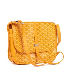 GOYARD Yellow Chevron Coated Canvas & Calfskin Belvedere II MM