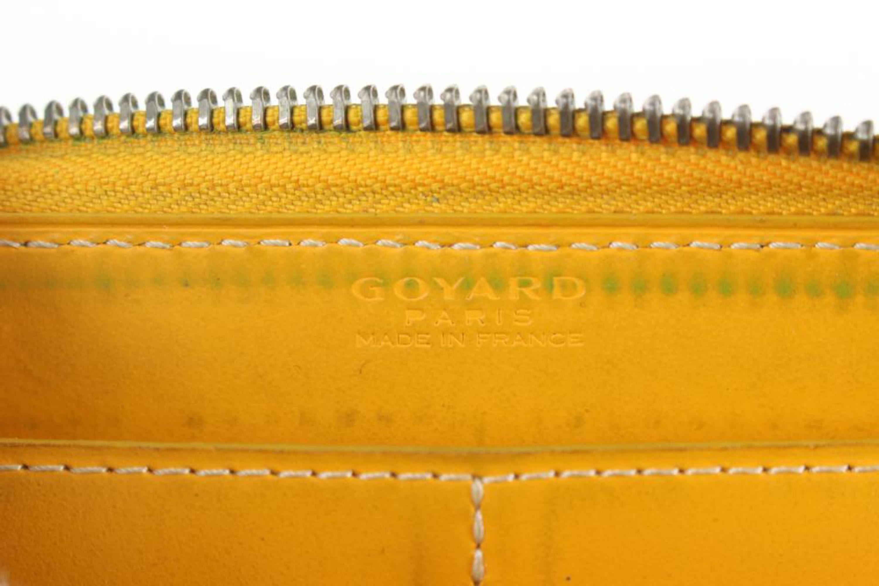 Goyard Portefeuille à fermeture éclair jaune à chevrons Matignon fabriqué en : France Mesures : L en vente 3