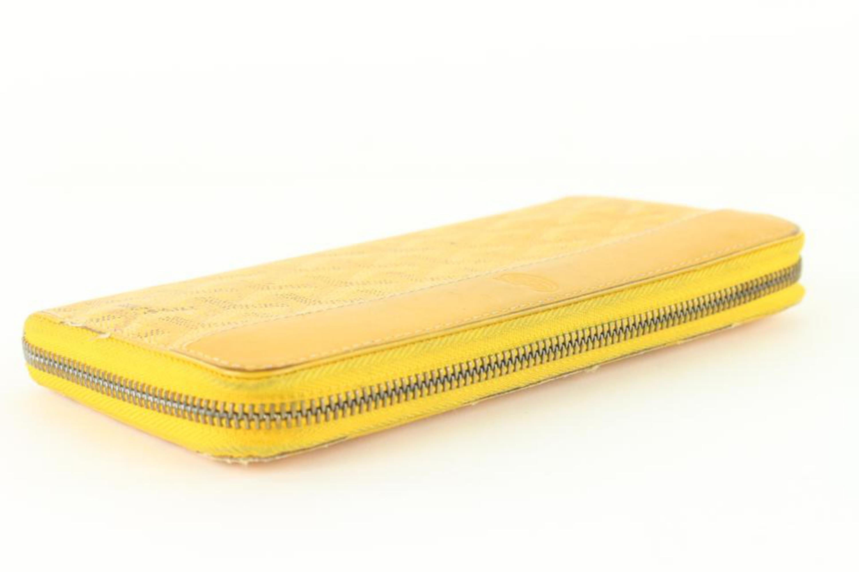 Goyard Yellow Chevron Matignon Zip Around Wallet Made In: France Measurements: L For Sale 4