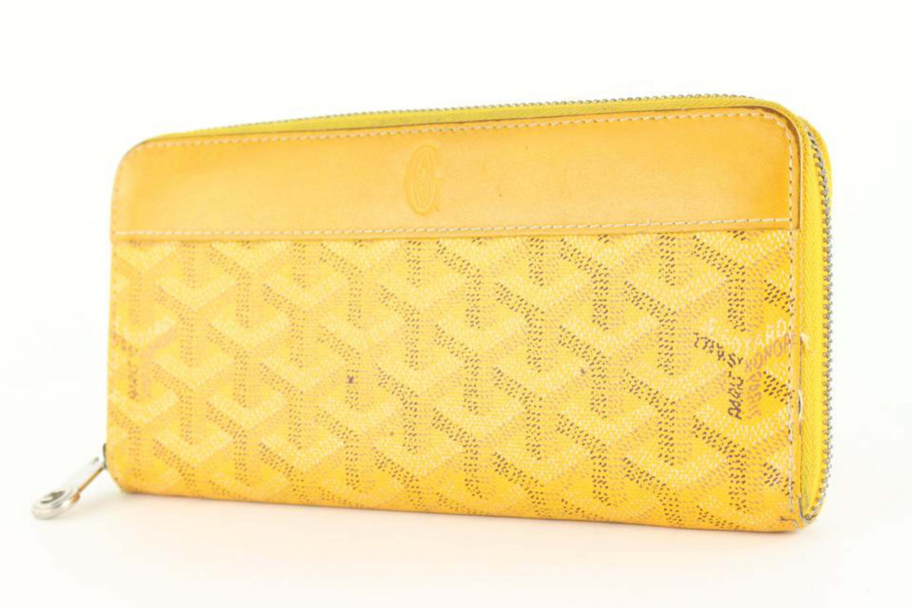 Goyard Yellow Chevron Matignon Zip Around Wallet Made In: France Measurements: L For Sale 5