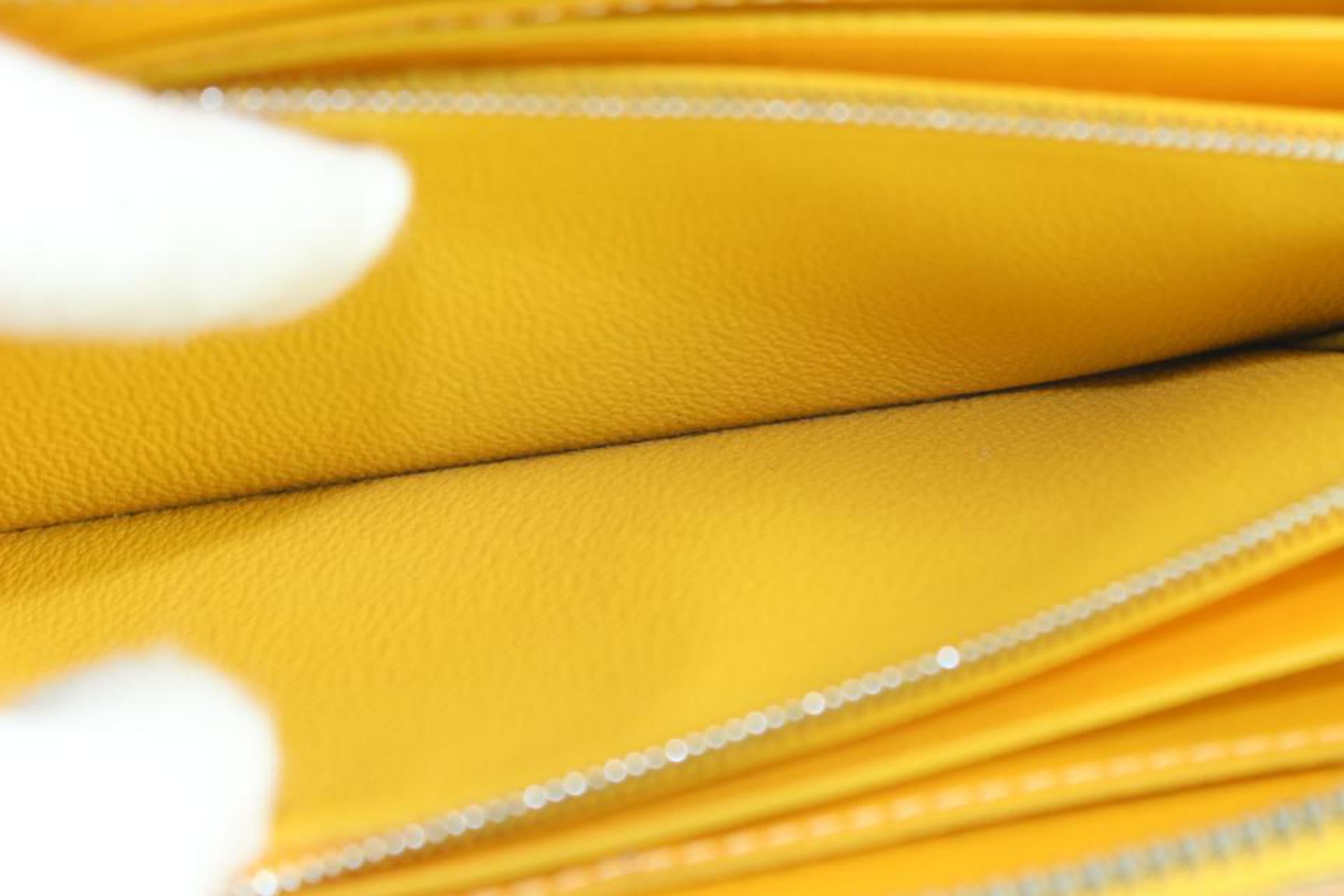 Goyard Portefeuille à fermeture éclair jaune à chevrons Matignon fabriqué en : France Mesures : L Pour femmes en vente