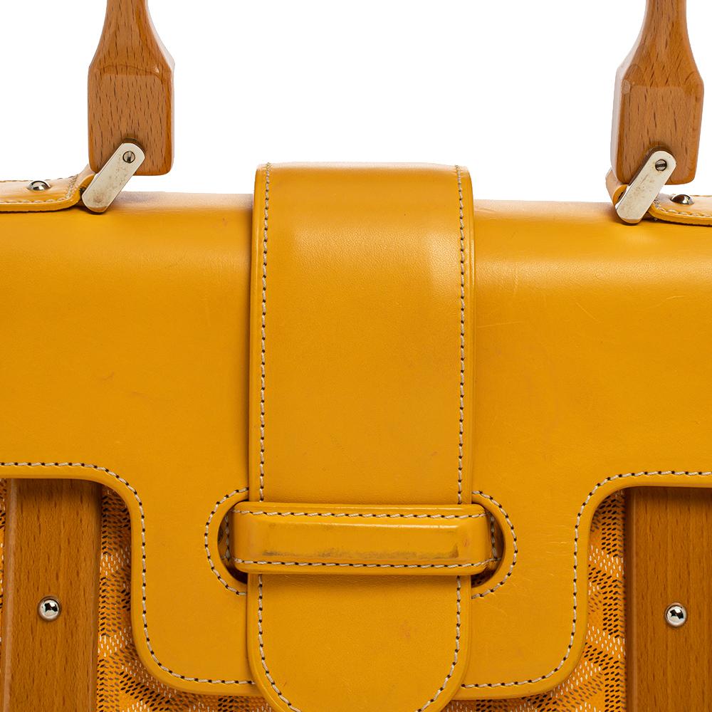 Goyard Borsa MM Saigon a manico alto in tela e pelle coates gialla 5