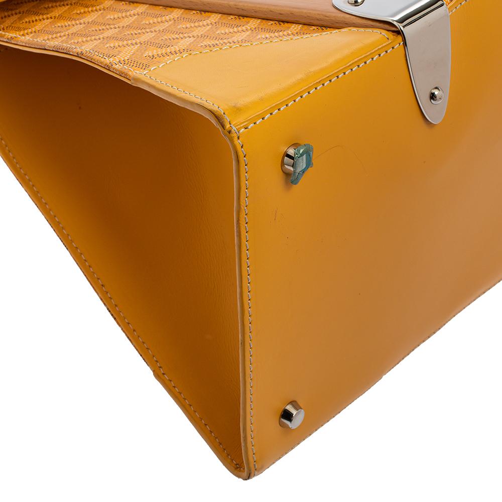 Goyard Gelb beschichtetem Segeltuch und Leder MM Saigon Top Handle Tasche 8