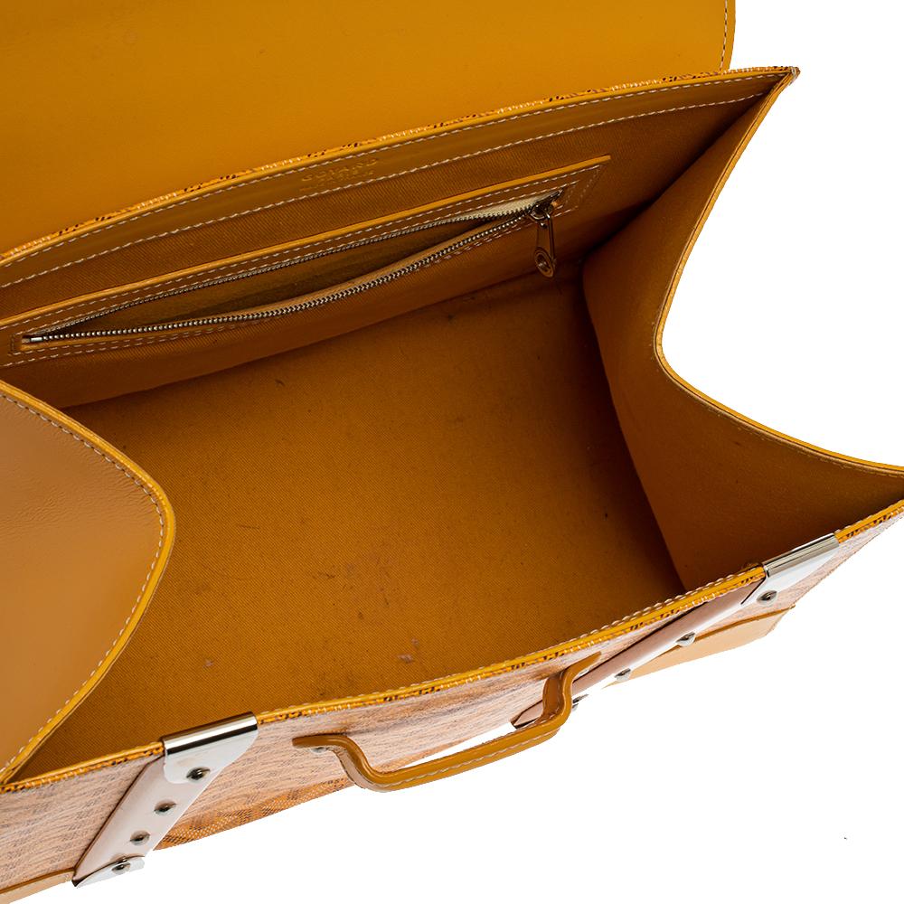 Goyard Borsa MM Saigon a manico alto in tela e pelle coates gialla 3