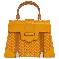Goyard Gelb beschichtetem Segeltuch und Leder MM Saigon Top Handle Tasche