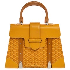 Goyard Yellow Coated Canvas and Leather MM Saigon Top Handle Bag