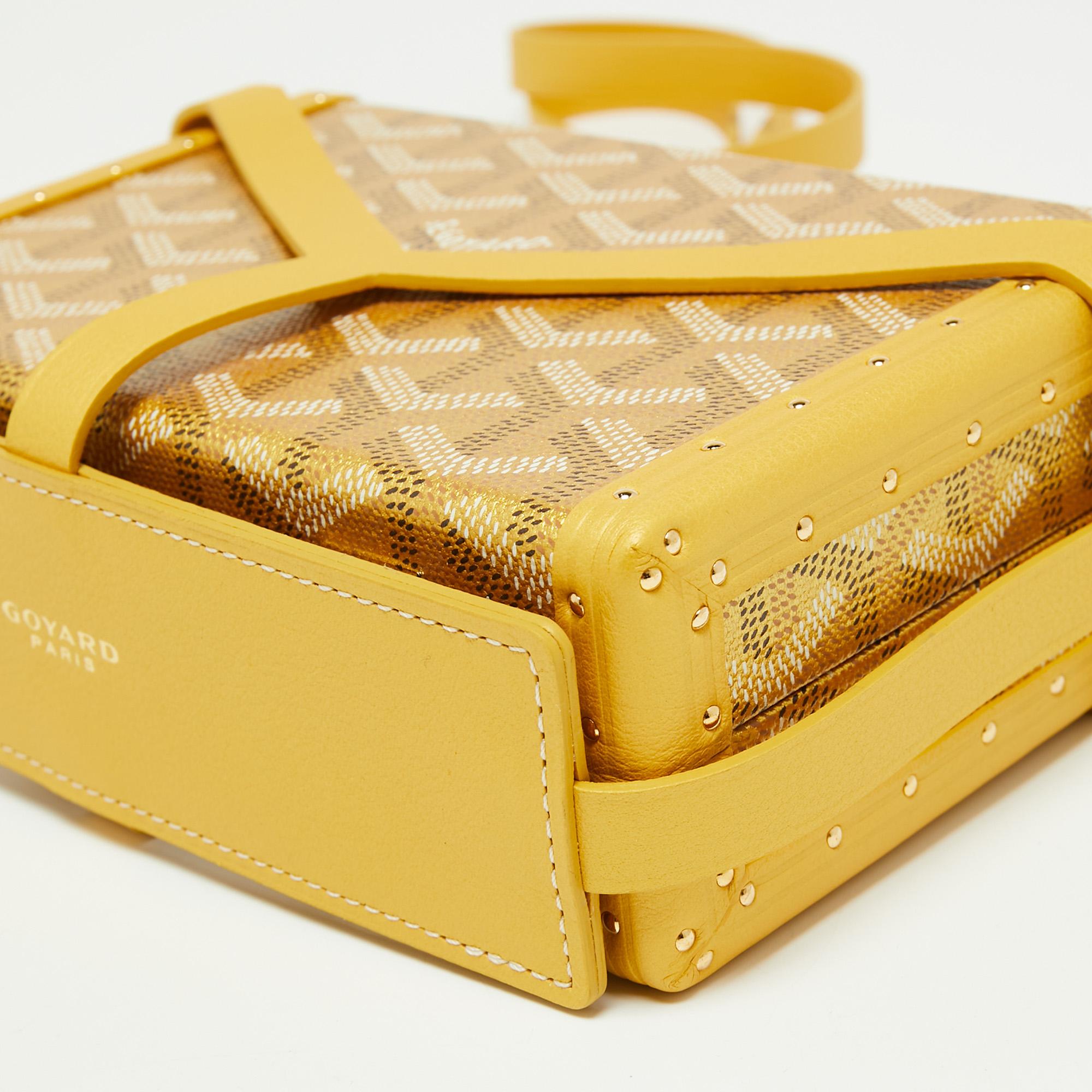 Goyard Yellow/Gold Coated Canvas and Leather Minaudiere Trunk Bag 2