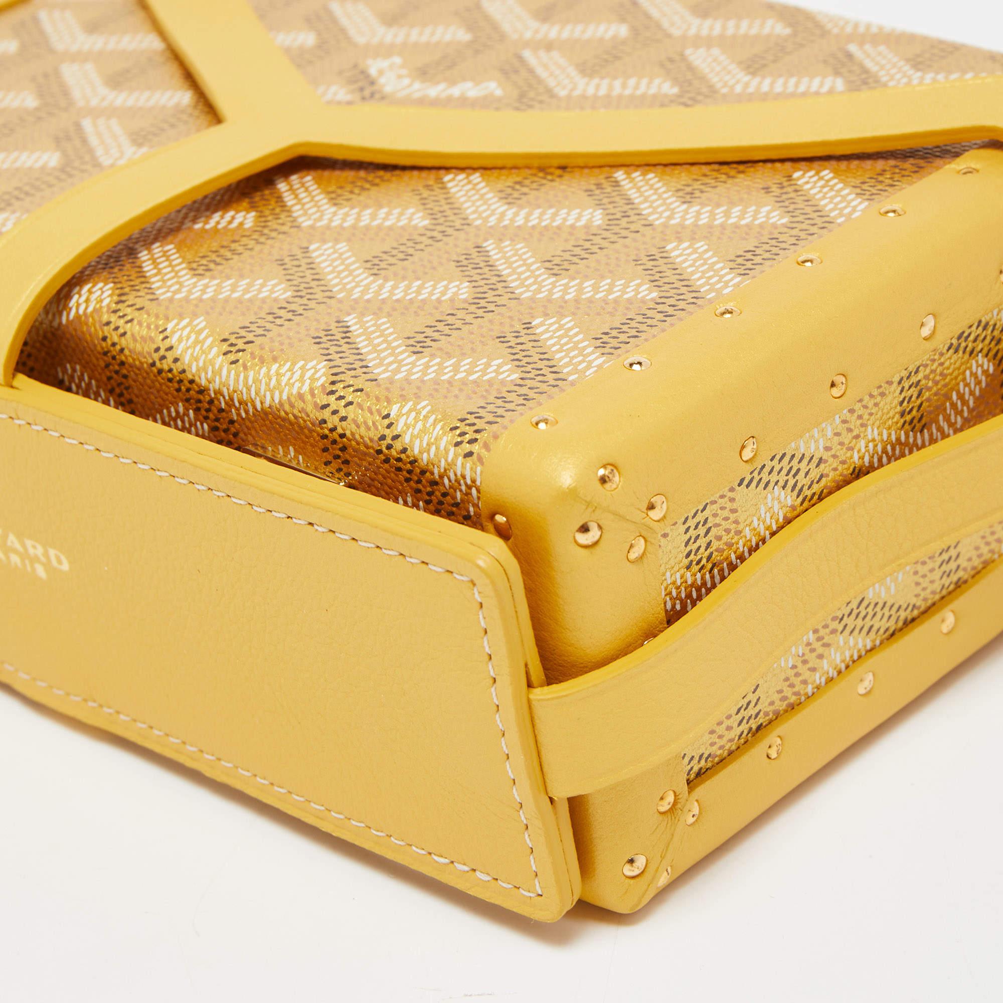Women's Goyard Yellow/Gold Coated Canvas and Leather Minaudiere Trunk Bag