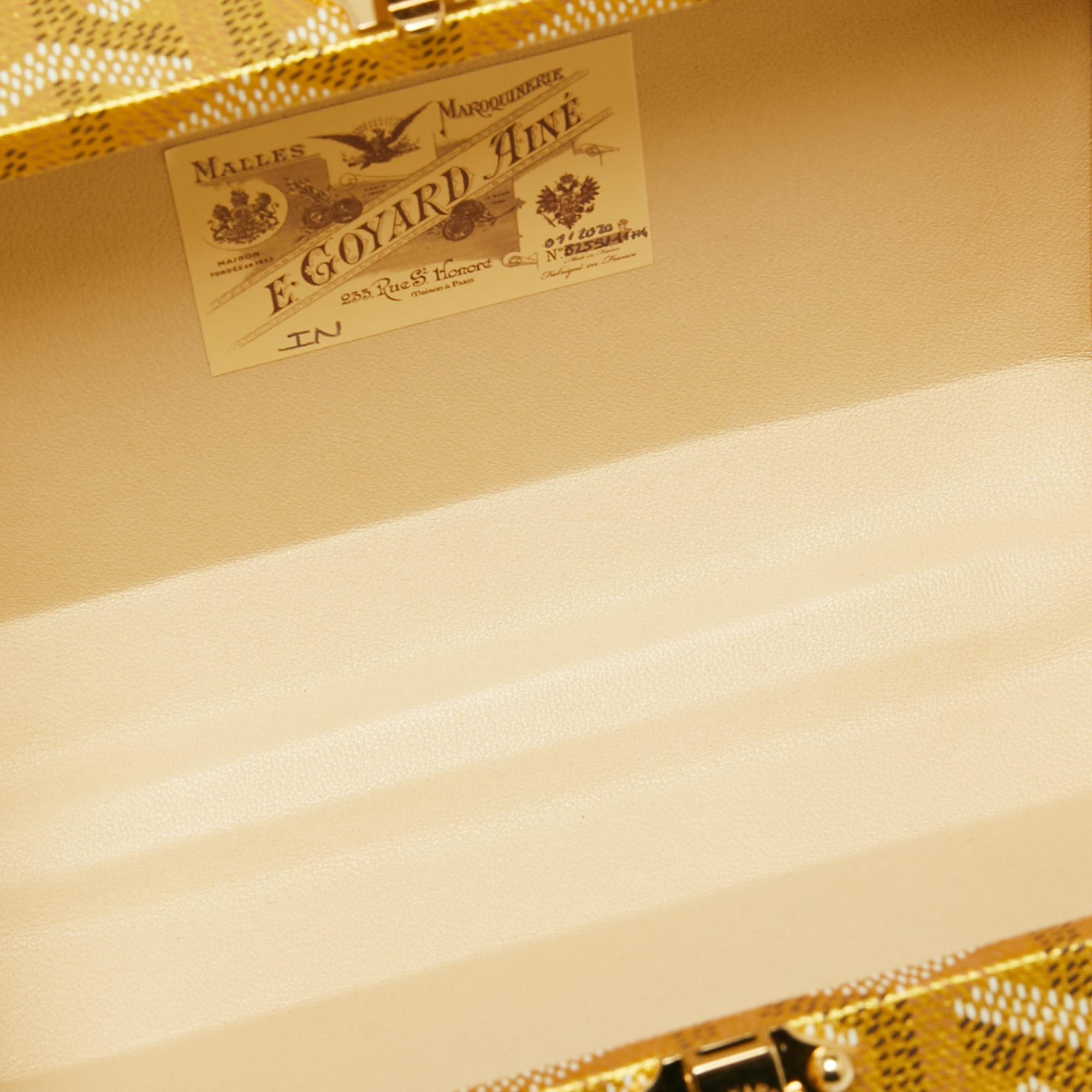 Goyard Yellow/Gold Coated Canvas and Leather Minaudiere Trunk Bag In New Condition In Dubai, Al Qouz 2