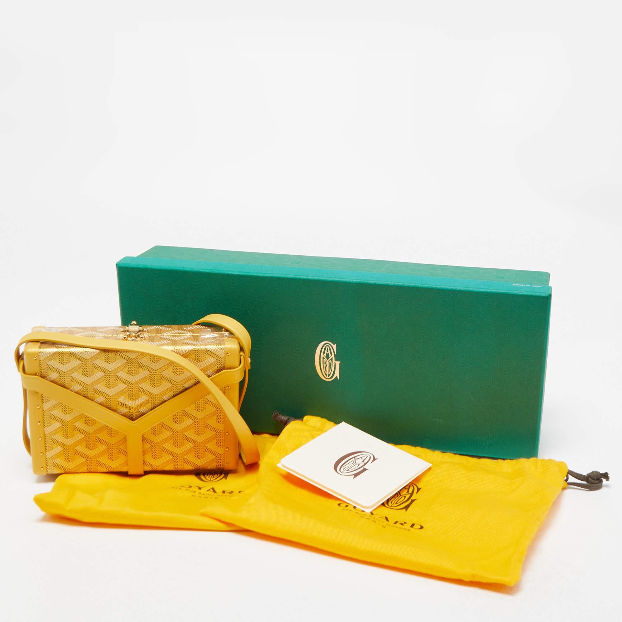 Goyard Yellow/Gold Coated Canvas and Leather Minaudiere Trunk Bag 2