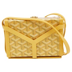 Goyard Gelb/Gold beschichtetes Segeltuch und Leder Minaudiere Trunk Bag