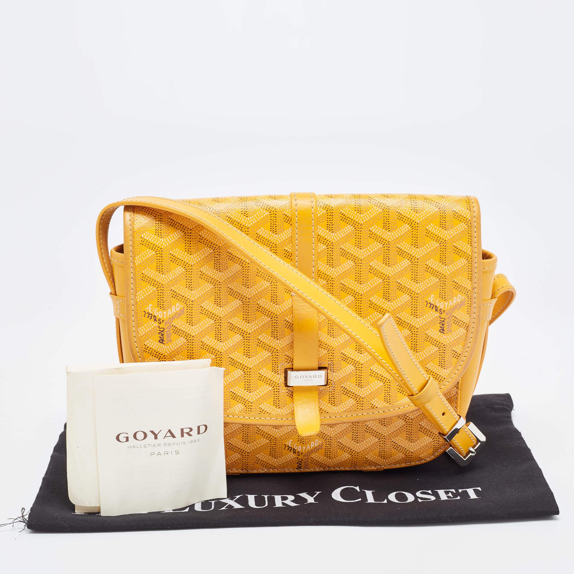 Goyard Yellow Goyardine Coated Canvas and Leather Belvedere PM Bag 14