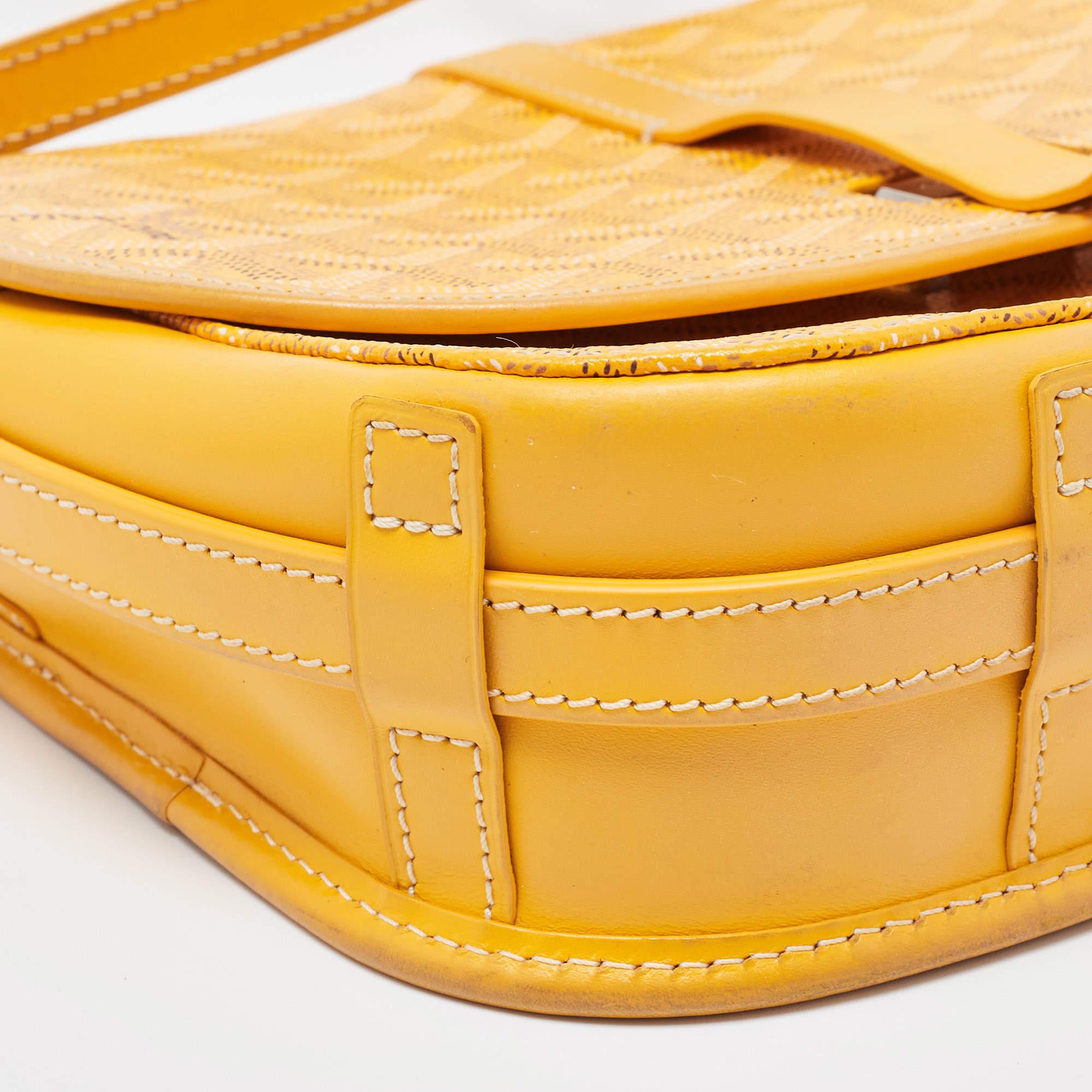 Goyard Yellow Goyardine Coated Canvas and Leather Belvedere PM Bag 2