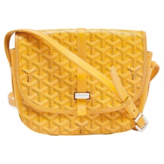 Goyard Yellow Goyardine Coated Canvas and Leather Belvedere PM Bag