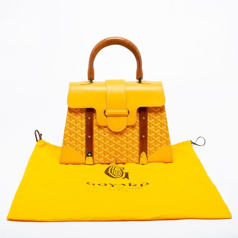 Goyard Yellow Goyardine Coated Canvas and Leather Saigon MM Top Handle Bag 7
