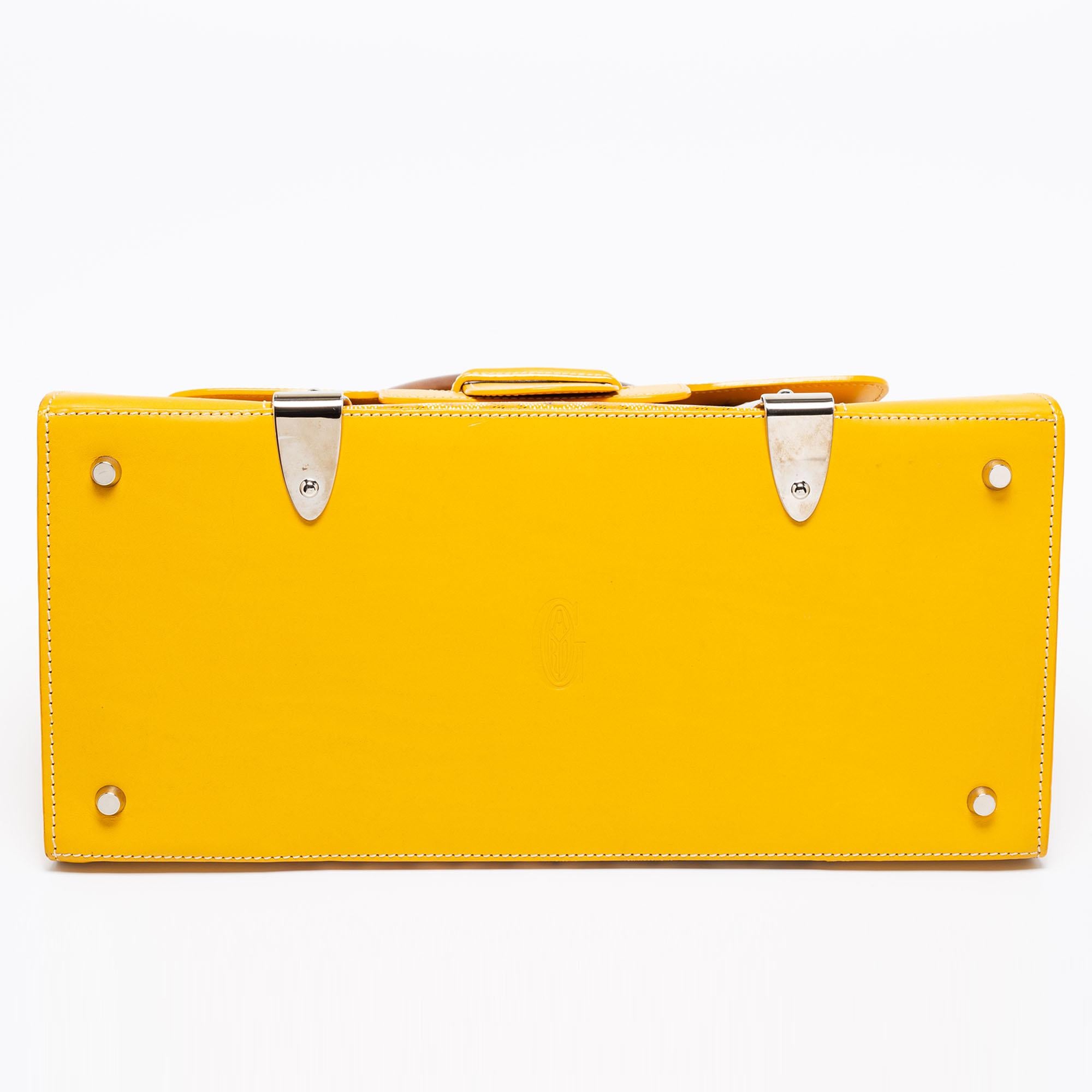 Goyard Yellow Goyardine Coated Canvas and Leather Saigon MM Top Handle Bag In Good Condition In Dubai, Al Qouz 2