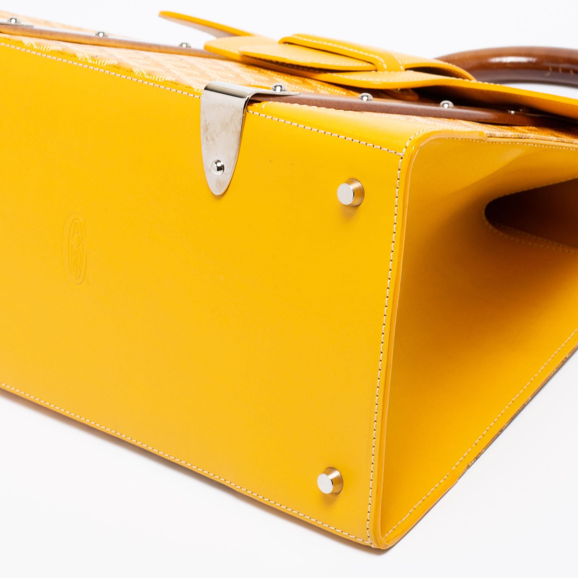 Goyard Yellow Goyardine Coated Canvas and Leather Saigon MM Top Handle Bag 1